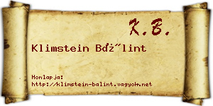 Klimstein Bálint névjegykártya