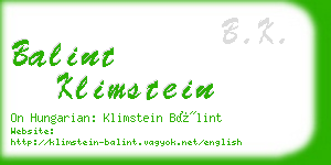 balint klimstein business card